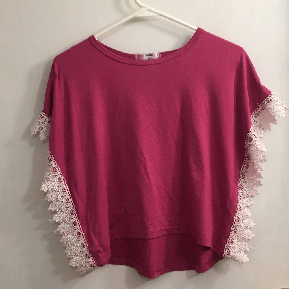 Super cute pink shirt with lace